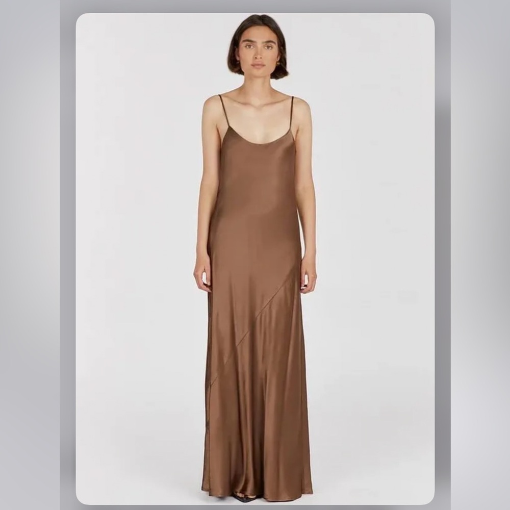 DISSH Brown Satin Slip Maxi Dress